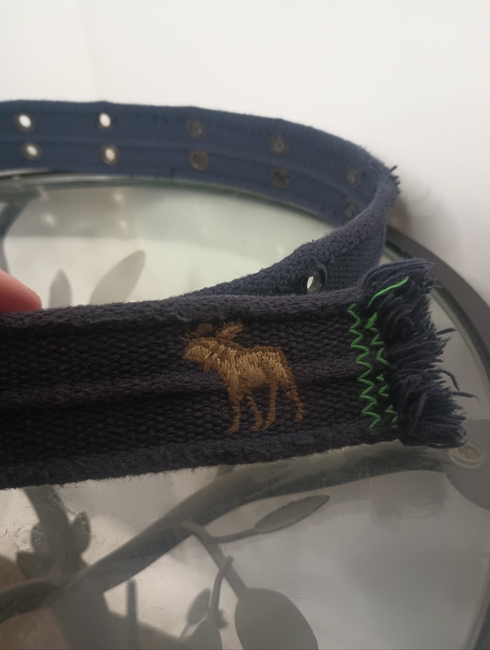 Vtg Abercrombie Womens Double Grommet Canvas Belt S 7/8/10 Moose Grunge Y2K